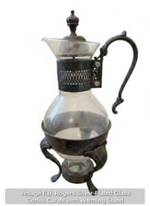 Vintage-F.B.-Rogers-Silver-Plated-Glass-Coffee-Carafe-with-Warming-Stand