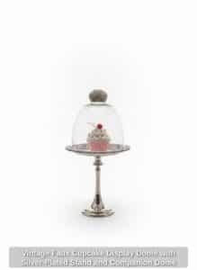Vintage-Faux-Cupcake-Display-Dome-with-Silver-Plated-Stand-and-Companion-Dome-second-image