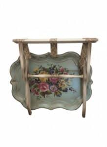 Vintage-Hand-Painted-Floral-Tole-Tray-Table