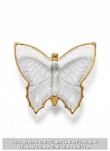 Vintage-Jeannette-Glass-Butterfly-Shaped-Divided-Candy-Dish-with-Gold-Trim