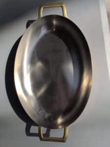 Vintage-Paul-Revere-Copper-Saut-Pan-with-Brass-Handles