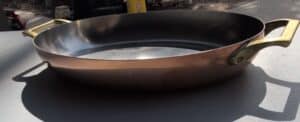 Vintage-Paul-Revere-Copper-Saut-Pan-with-Brass-Handles-second-image