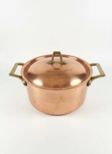 Vintage-Revere-Ware-Copper-Saucepan-with-Lid-and-Brass-Handles