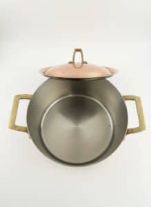Vintage-Revere-Ware-Copper-Saucepan-with-Lid-and-Brass-Handles-third-image