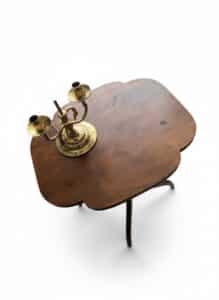 Vintage-Scalloped-Edge-Side-Table-with-Brass-Candlestick-Lamp