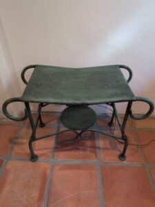 Vintage-Wrought-Iron-Curule-Stool-or-Bench