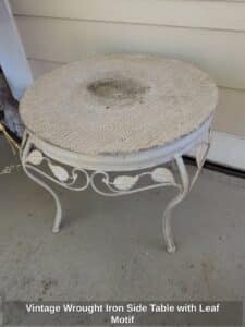 Vintage-Wrought-Iron-Side-Table-with-Leaf-Motif