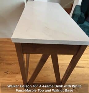 Walker-Edison-A-Frame-Desk-with-White-Faux-Marble-Top-and-Walnut-Base-second-image
