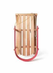 Wooden-Toboggan-Sled-with-Red-Trim