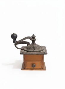 Antique-Cast-Iron-Coffee-Grinder-with-Dovetail-Wood-Box