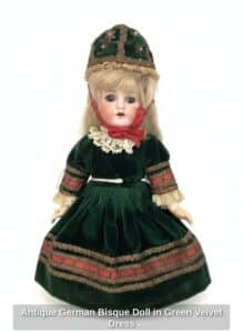 Antique-German-Bisque-Doll-in-Green-Velvet-Dress