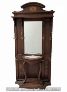 Antique-Hall-Tree-with-Mirror-and-Bench