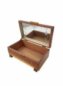 Antique-Hand-Carved-Wooden-Jewelry-Box-with-Painted-Landscape-and-Etched-Mirror-second-image