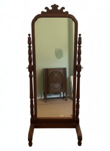 Antique-Mahogany-Cheval-Mirror-with-Carved-Details