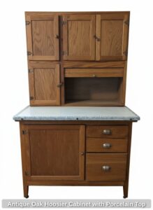 Antique-Oak-Hoosier-Cabinet-with-Porcelain-Top