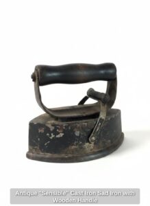 Antique-Sensible-Cast-Iron-Sad-Iron-with-Wooden-Handle