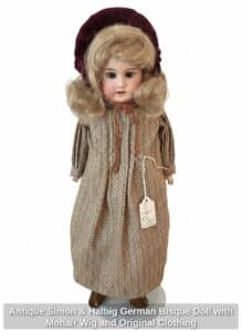 Antique-Simon-Halbig-German-Bisque-Doll-with-Mohair-Wig-and-Original-Clothing