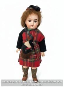 Antique-Simon-Halbig-KR-German-Bisque-Doll-in-Scottish-Attire