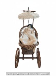 Antique-Wicker-Doll-Pram-with-Parasol