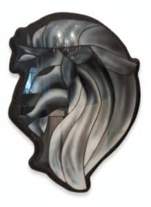 Art-Deco-Stained-Glass-Lion-Head-Panel
