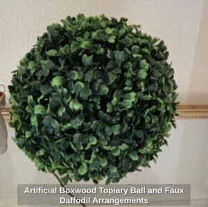 Artificial-Boxwood-Topiary-Ball-and-Faux-Daffodil-Arrangements
