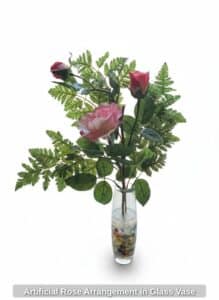 Artificial-Rose-Arrangement-in-Glass-Vase