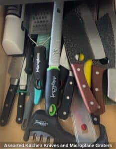 Assorted-Kitchen-Knives-and-Microplane-Graters