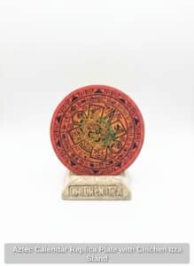 Aztec-Calendar-Replica-Plate-with-Chichen-Itza-Stand