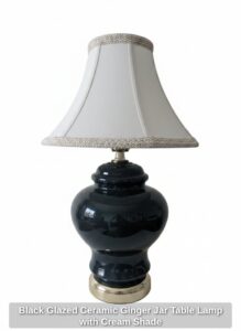 Black-Glazed-Ceramic-Ginger-Jar-Table-Lamp-with-Cream-Shade