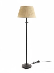 Black-Metal-Floor-Lamp-with-Pleated-Shade