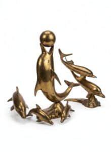 Brass-Dolphin-Sculpture-on-Mirrored-Base