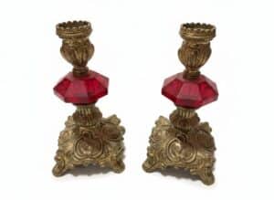Brass-Scales-of-Justice-Candlestick-Holder-with-Red-Crystal-Accents-second-image
