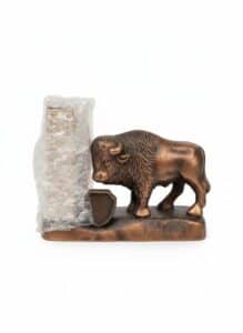 Bronze-Finish-Charging-Buffalo-Sculpture-with-Shield