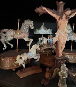 Carousel-Horses-and-Religious-Figurine