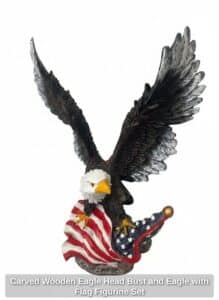 Carved-Wooden-Eagle-Head-Bust-and-Eagle-with-Flag-Figurine-Set-second-image