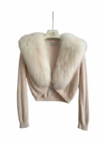 Cashmere-Cardigan-with-Fox-Fur-Collar-and-Sequin-Jacket-Ensemble