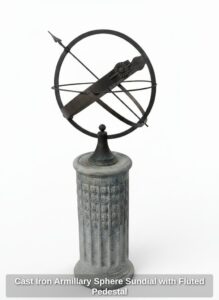 Cast-Iron-Armillary-Sphere-Sundial-with-Fluted-Pedestal