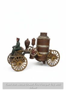 Cast-Iron-Horse-Drawn-Fire-Pumper-Toy-with-Driver