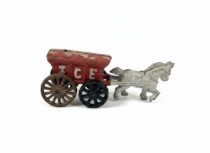 Cast-Iron-Ice-Wagon-and-Multi-Horse-Drawn-Wagon-with-Barrels