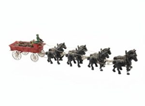 Cast-Iron-Ice-Wagon-and-Multi-Horse-Drawn-Wagon-with-Barrels-second-image