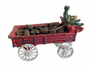 Cast-Iron-Ice-Wagon-and-Multi-Horse-Drawn-Wagon-with-Barrels-third-image