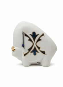 Ceramic-Bison-Statue-with-Inlay-and-Signature