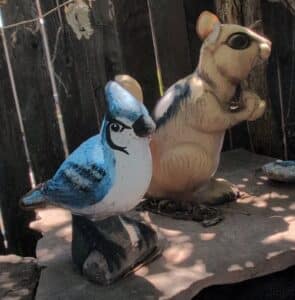 Ceramic-Blue-Jay-and-Squirrel-Garden-Figurines