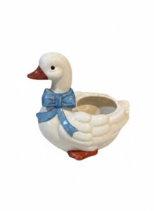 Ceramic-Goose-Cookie-Jar-with-Blue-Bow