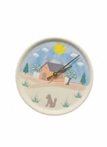 Ceramic-Wall-Clock-with-Cottage-Scene-and-Dog