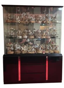 Collection-of-Swarovski-Crystal-Carousel-Miniatures-and-Display-Cabinets