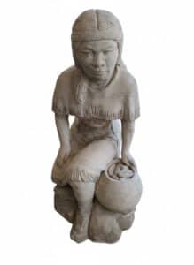 Concrete-Garden-Statue-of-Native-American-Woman-with-Basket
