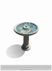 Concrete-Pedestal-Bird-Bath-with-Blue-and-Green-Glass-Gems