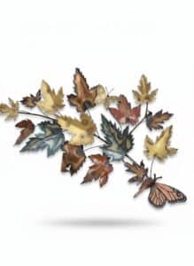 Curtis-Jere-Style-Metal-Maple-Leaf-and-Butterfly-Wall-Art