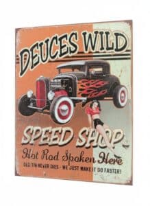 Deuces-Wild-Speed-Shop-Tin-Sign-and-Boxes-of-Unopened-Signs